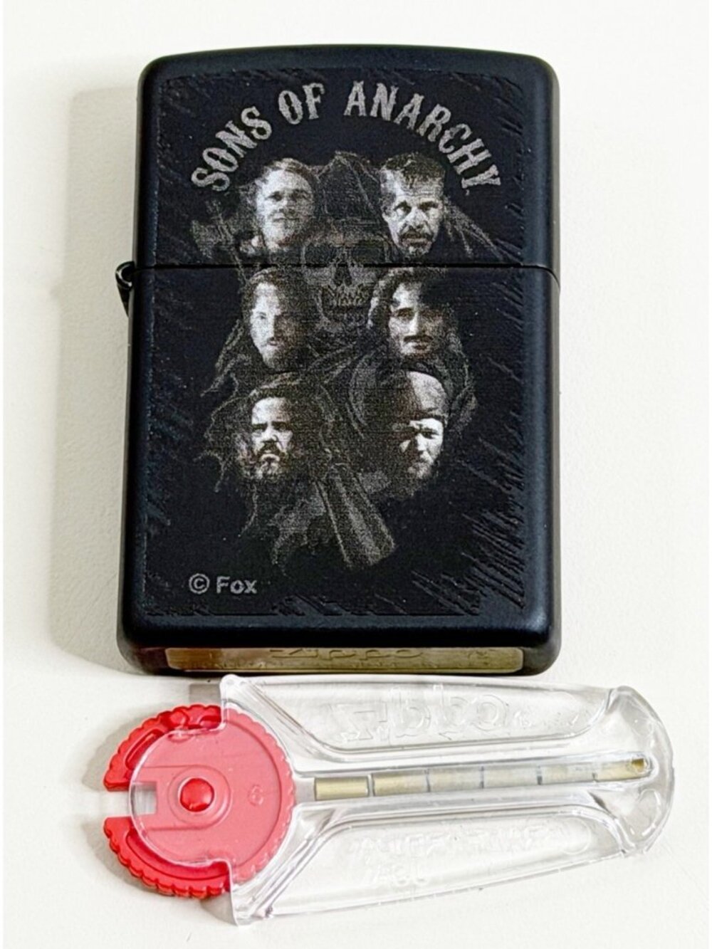 2012/3013 Zippo Lighter-Sons of Anarchy-Black Matte- 28505 W/Flints Unused EUC